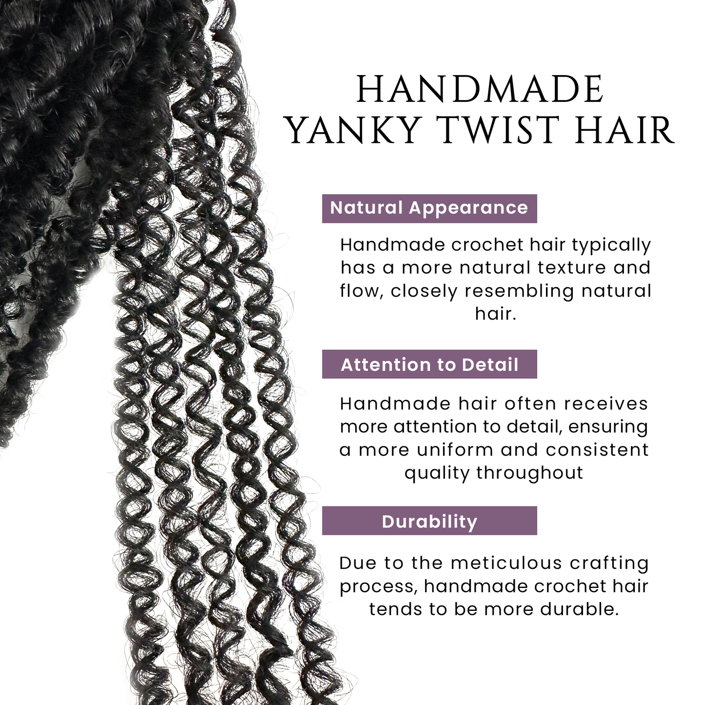 Rembo Yanky Twist Hand Made Crochet Hair 12 inches - Black