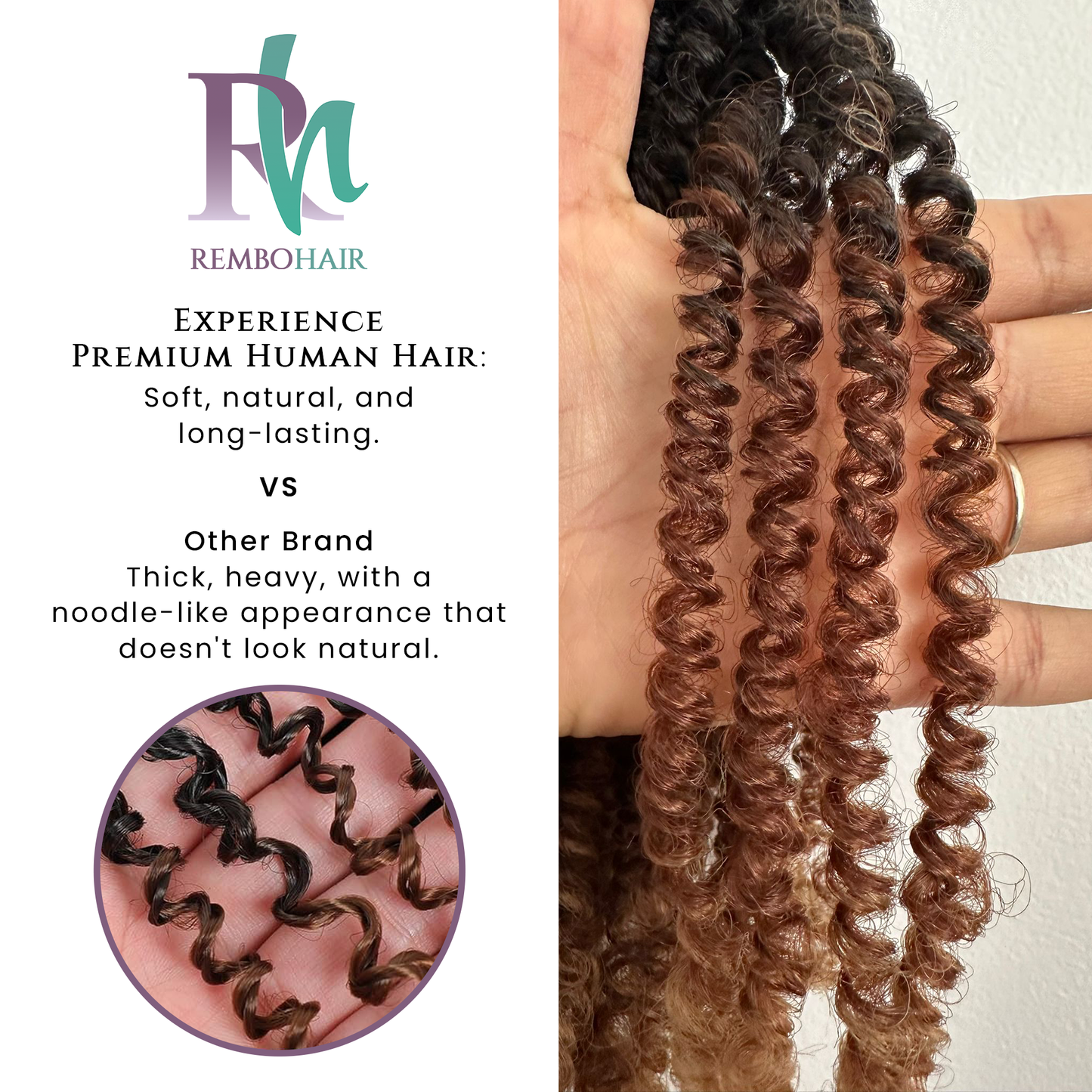 Rembo Yanky Twist Hand Made Crochet Hair 12 inches - Chocolate Brown Ombre